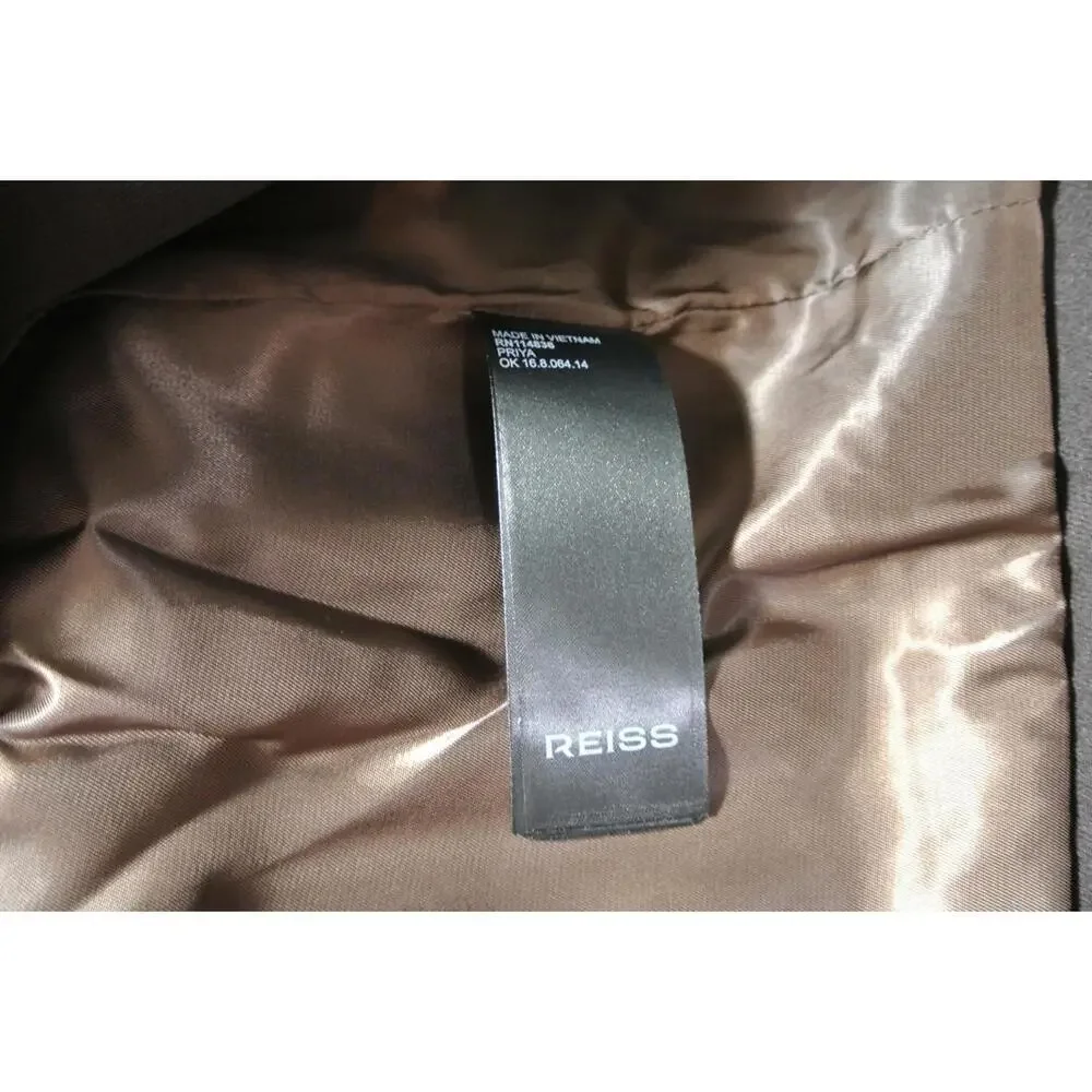 NEW, REISS Petite Twill Double-Breasted Blazer in Chocolate Brown Size 6 #SJ2060 - Picture 9 of 9